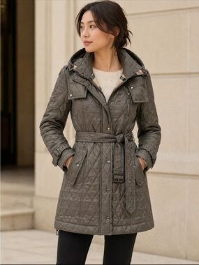 Burberry Brit Quilted Hooded Jacket NWOT